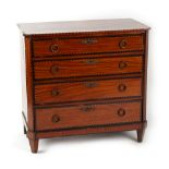 Property of a gentleman - a Dutch satinwood & chequer stung chest of four long graduated drawers,