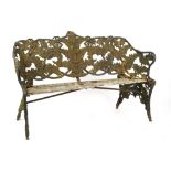 Property of a gentleman - a Victorian painted cast iron fern pattern garden seat or bench, the