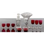 Property of a lady - a small quantity of glassware including cranberry (10) (see illustration).