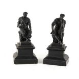 Property of a lady - a pair of late 19th century patinated bronze figures of Roman soldiers, on