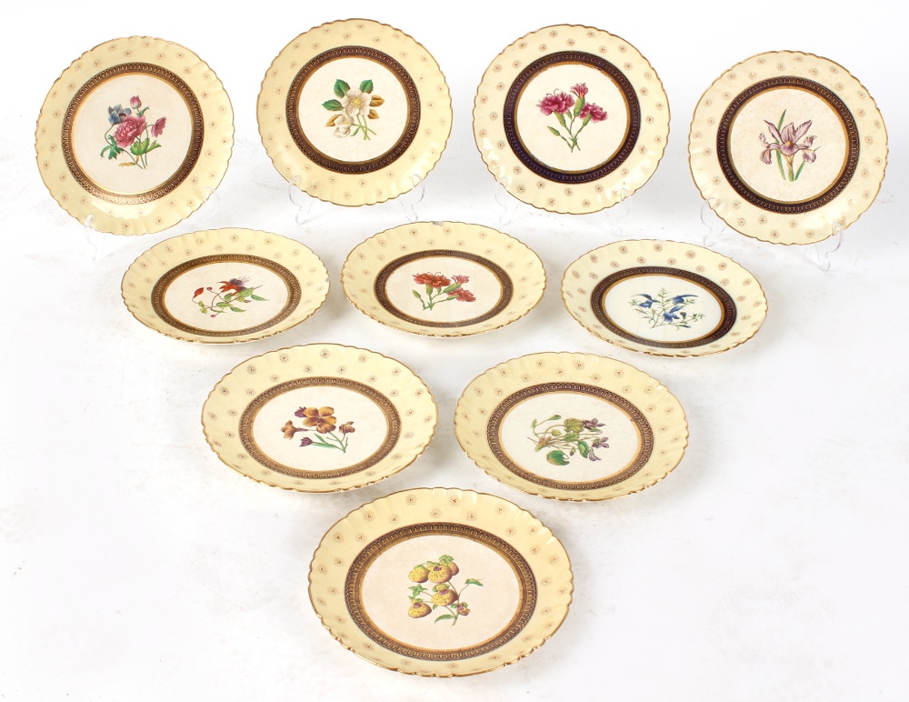 Property of a lady - a set of ten late 19th century Mintons dessert plates, variously painted with