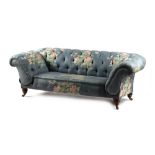 Property of a deceased estate - a late Victorian drop-end chesterfield sofa, with turned legs &