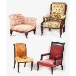 Property of a lady - four Victorian upholstered chairs including a corner chair (4) (see