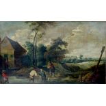 Property of a deceased estate - Dutch school, 17th century - RURAL SCENE WITH FISHERMAN IN RIVER AND