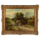 Property of a gentleman - Charles Angus Swan (late 19th century) - A CART CROSSING A FORD - oil on