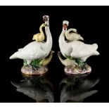 Property of a lady - two 19th century Meissen swan groups, circa 1850, after the models by J.J.