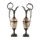 Property of a gentleman - a pair of late 19th century French patinated bronze & marble ornamental