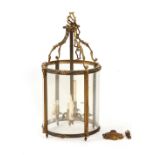 Property of a gentleman - a large Regency style gilt brass four light hall lantern, 29.5ins. (
