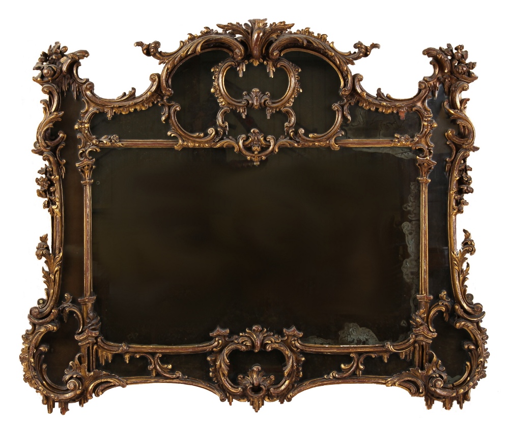 Property of a deceased estate - a 19th century carved giltwood marginal framed overmantel mirror