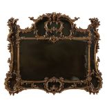 Property of a deceased estate - a 19th century carved giltwood marginal framed overmantel mirror