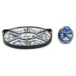 Property of a gentleman - a Booths blue & white 'Real Old Willow' pattern 7-piece supper set, in