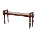 Property of a gentleman - a 19th century mahogany window seat, with tapering bobbin turned supports,