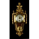 Property of a deceased estate - a French Louis XVI style gilt painted brass cased wall clock