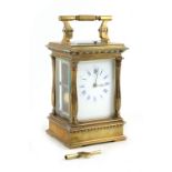 Property of a deceased estate - a large late 19th century French brass pillars cased carriage clock,
