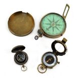 Property of a gentleman - a late 19th century brass cased marching compass by Cary, London, with 3.
