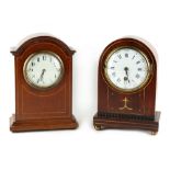 Property of a gentleman - a late 19th century rosewood & brass inlaid arched cased mantel clock