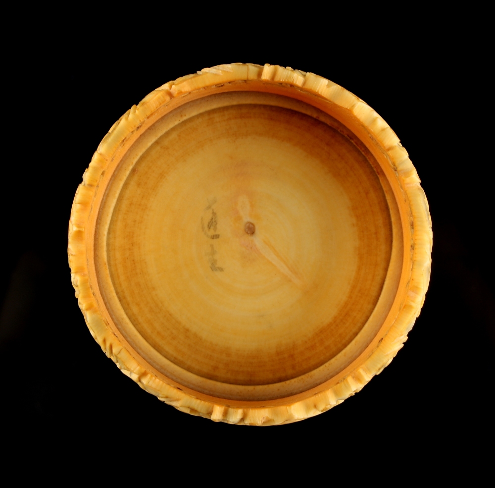 The Ronald Hart Collection - a 19th century Chinese Canton carved & pierced ivory brush pot, bitong, - Image 5 of 5