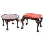 Property of a lady - a George II style rectangular topped stool, with carved cabriole legs