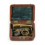 Property of a gentleman - a Cary / Gould type lacquered brass portable compound microscope by