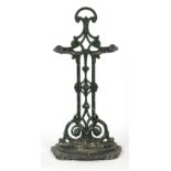 Property of a gentleman - a Victorian green painted cast iron stick stand, 26.75ins. (68cms.)