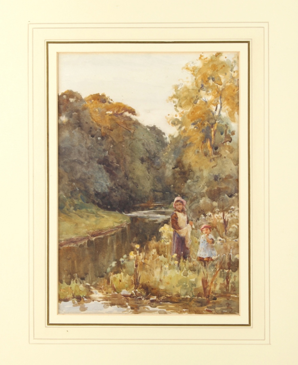 Property of a gentleman - Harold Swanwick RI ROI (1866-1929) - CHILDREN BY RIVER - watercolour, 9.