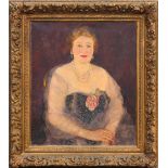 Property of a lady - Flora Lion (1876-1958) - PORTRAIT OF MRS N. LEVITT - oil on canvas, 30 by