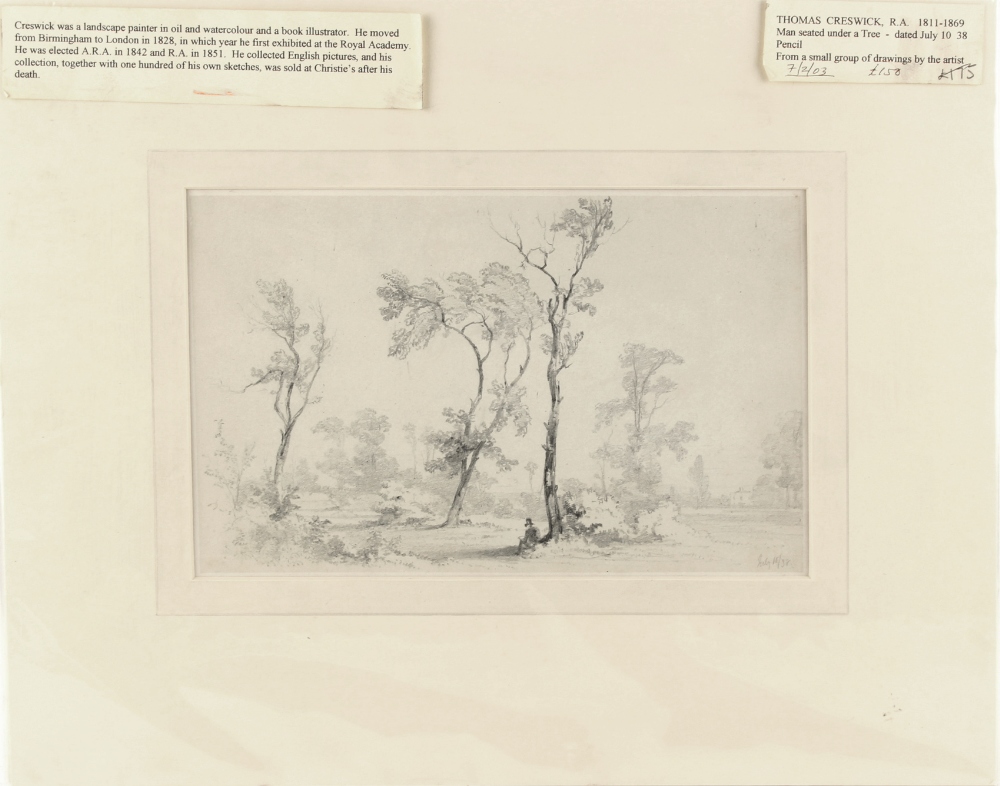 Property of a deceased estate - Thomas Creswick RA (1811-1869) - A MAN SEATED BENEATH A TREE IN A