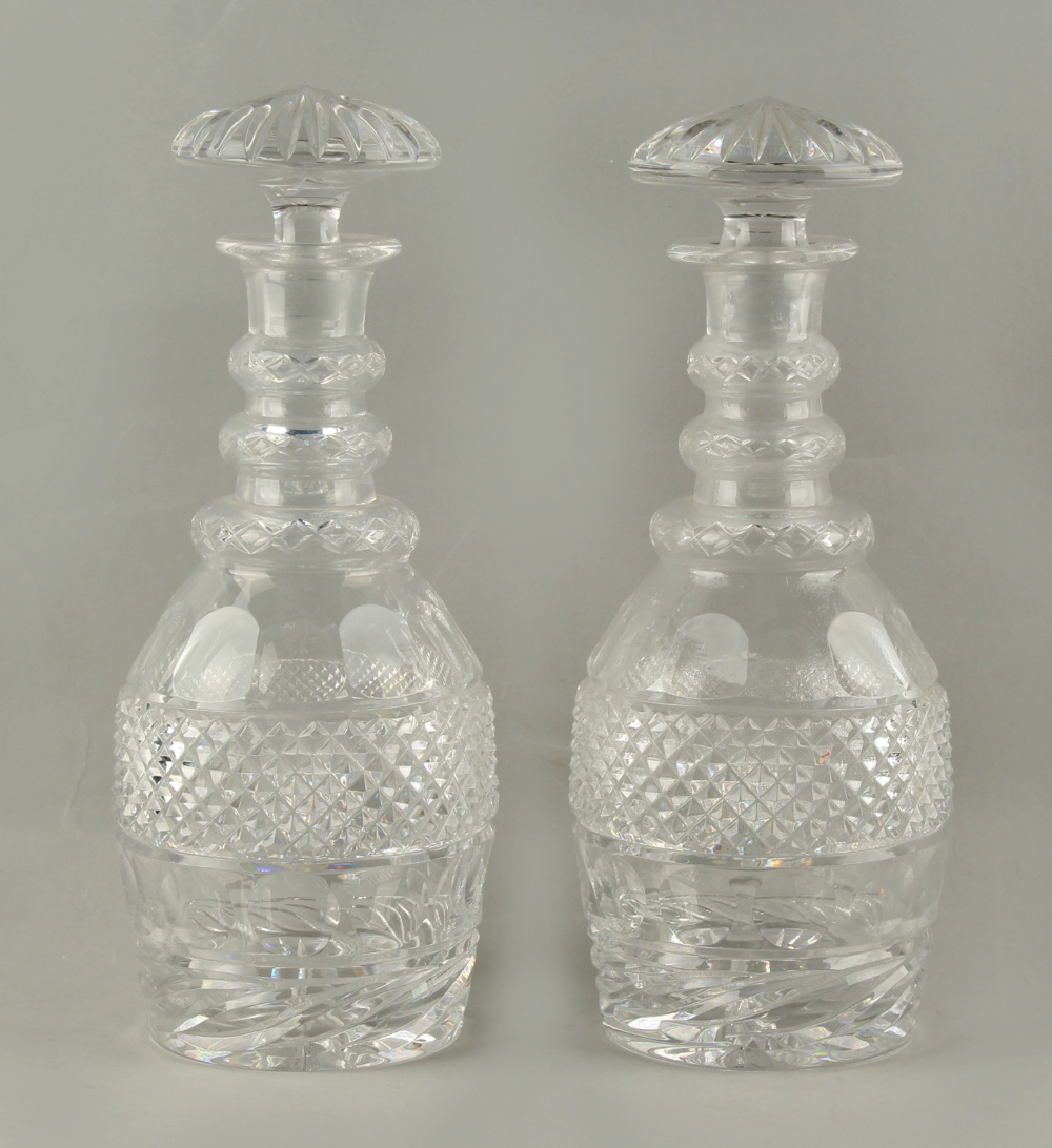 Property of a deceased estate - a pair of good quality cut glass decanters with stoppers, late