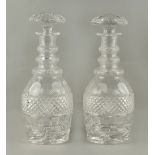 Property of a deceased estate - a pair of good quality cut glass decanters with stoppers, late