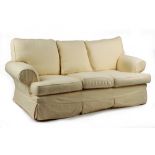 Property of a gentleman - a Multi York pale yellow upholstered three seater sofa, 83ins. (210cms.)