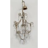 Property of a lady - a gilt metal framed ceiling light with faceted glass drops, approximately