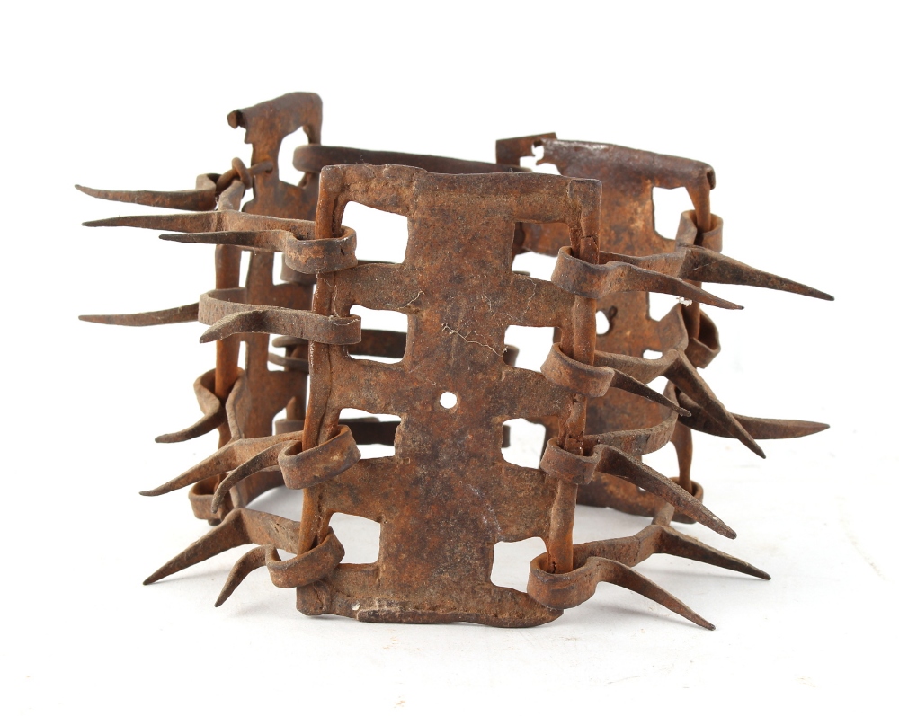 Property of a gentleman - a 17th century wrought iron dog collar, with spikes, the internal diameter