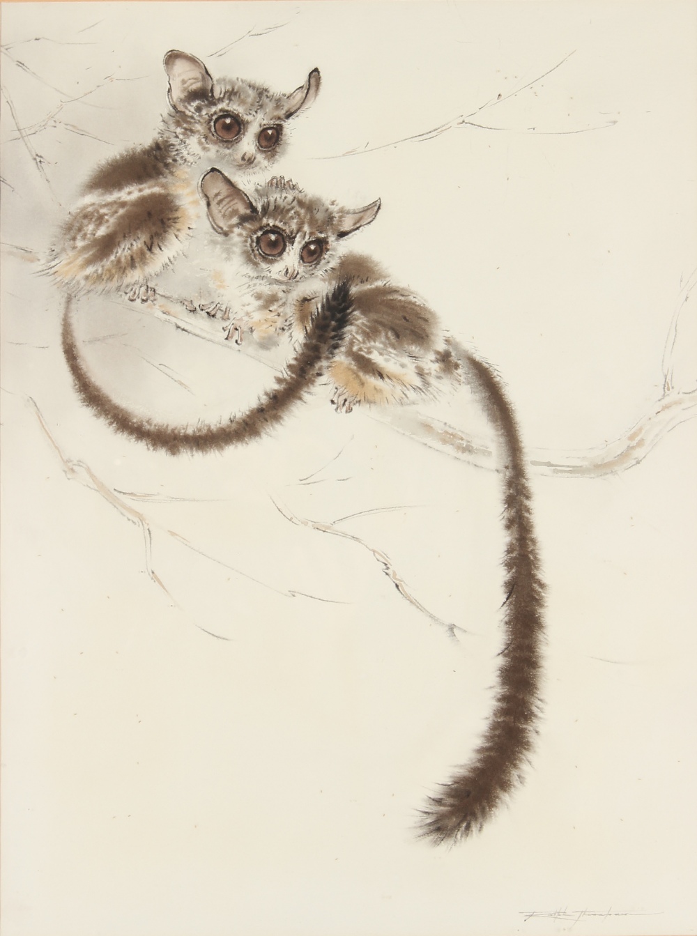 Property of a lady - Ralph Thomson (1913-2009) - 'BUSH BABIES ALERTED' - watercolour, 19.5 by 14.