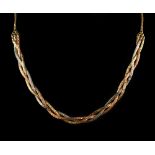 Property of a gentleman - a 14ct three colour gold link necklace, 18.5ins. (47cms.) long,