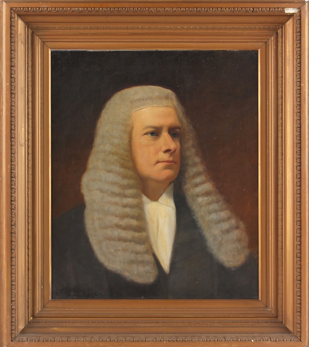 Property of a lady - Gilbert W. Baldry (1876-1928) - PORTRAIT OF A JUDGE - oil on canvas, 26 by