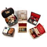 Property of a lady - a jewellery case & five boxes containing assorted costume jewellery, etc. (