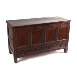 Property of a lady - a late 17th / early 18th century carved oak mule chest or marriage chest, of