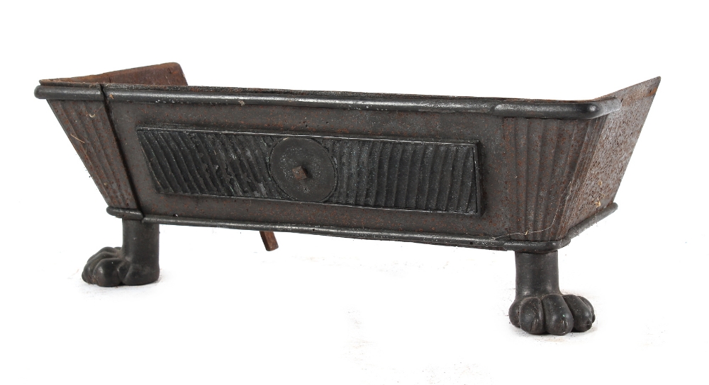 Property of a lady - a Regency style iron fire basket, with paw feet, 20.2ins. (51.3cms.) wide; - Image 3 of 3