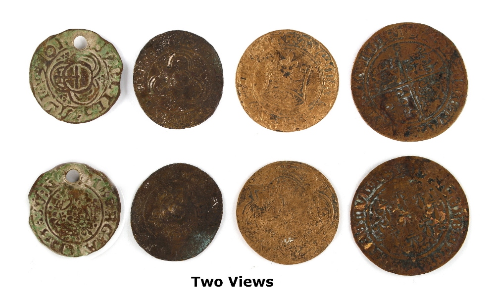 Property of a gentleman - coins - a group of four jetons including a 16th century Nuremberg