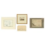 Property of a deceased estate - a group of four assorted marine drawings including works by or
