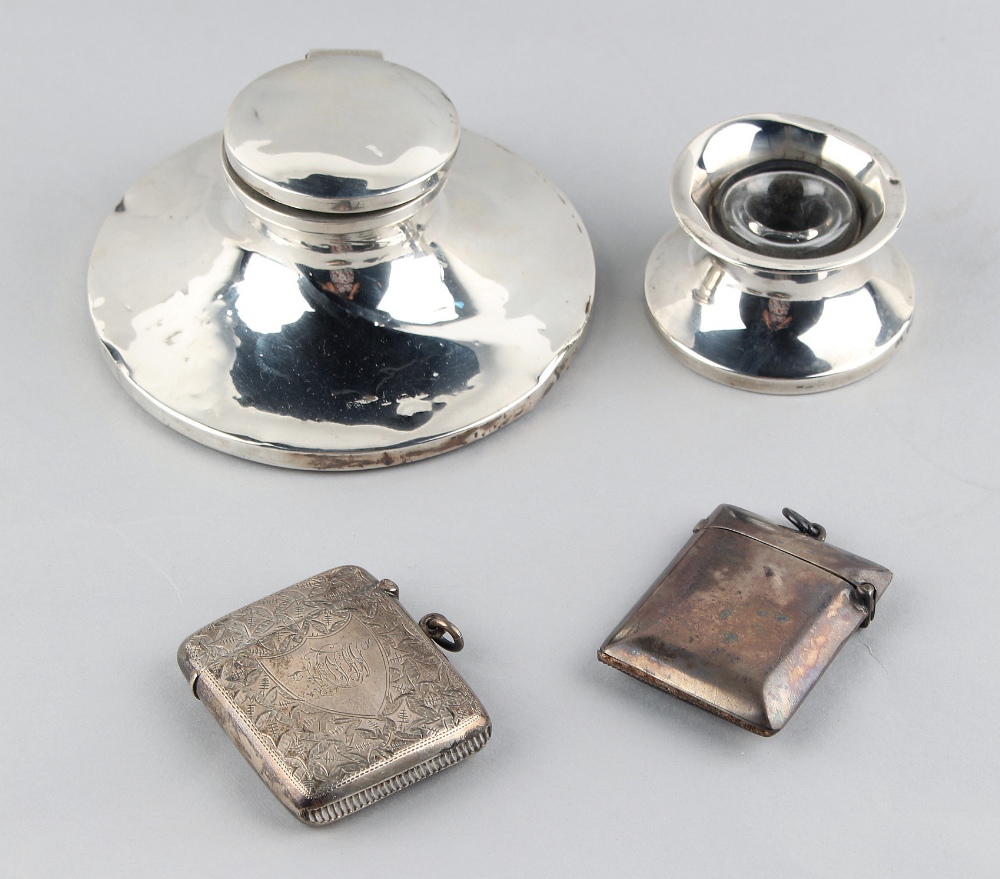 Property of a gentleman - an early 20th century silver capstan inkwell, Birmingham 1924, 4.25ins. (