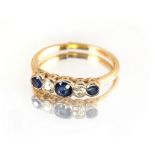 Property of a lady - an early 20th century 18ct gold sapphire & diamond five stone ring, the shank