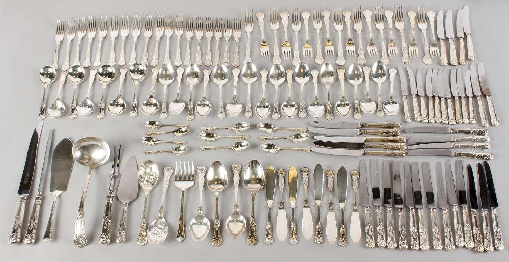 Property of a gentleman - a silver plated king's pattern one hundred & twenty-eight piece cutlery