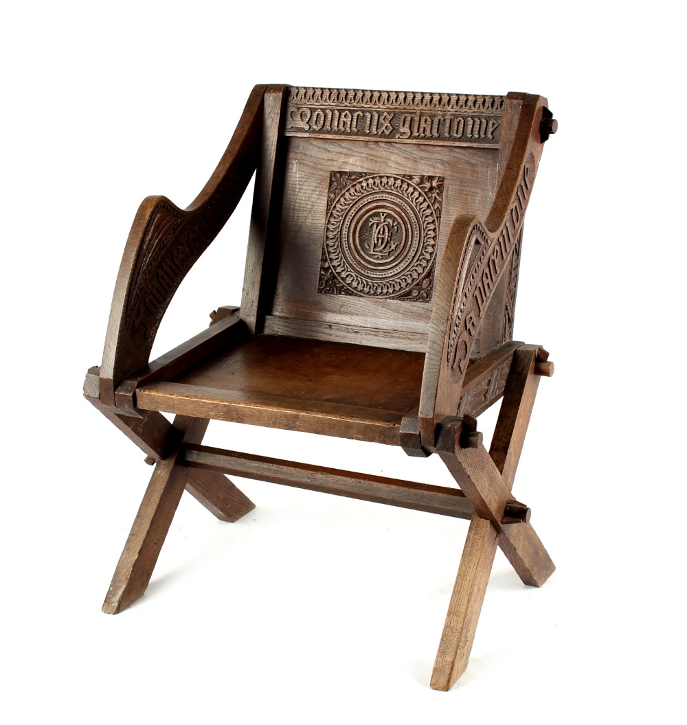 Property of a lady - a carved oak Glastonbury chair (see illustration).