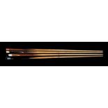 Property of a gentleman - four assorted snooker cues including Peradon & Fletcher (4) (see