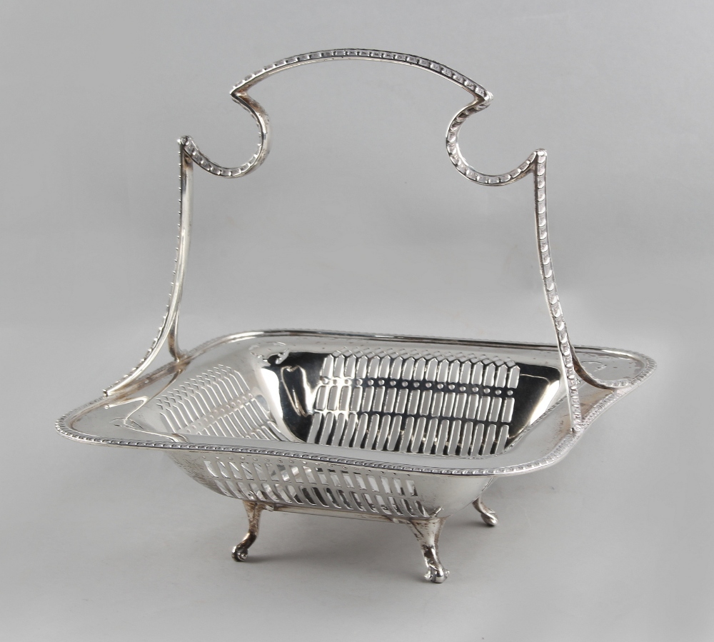 Property of a lady - an early 20th century silver basket of pierced rectangular form, makers