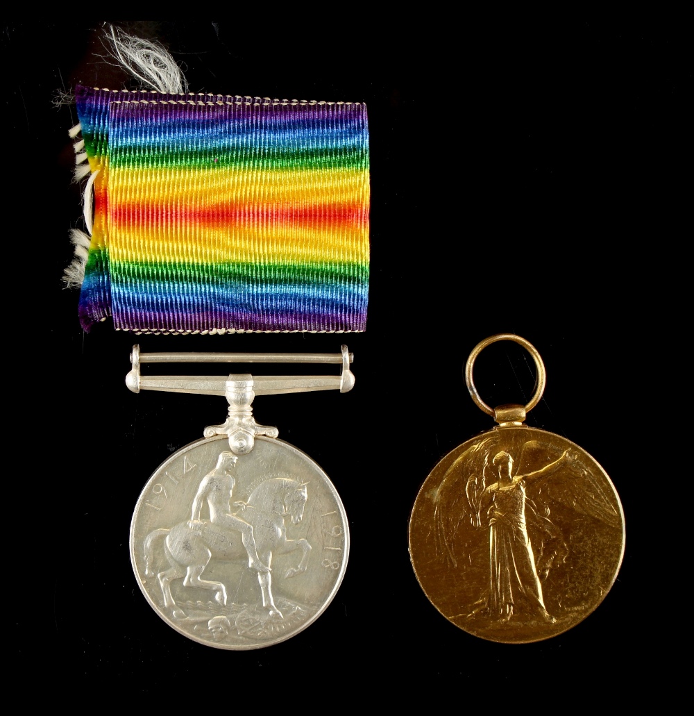 Property of a gentleman - a pair of First World War military medals awarded to 472478 Pte. J.