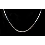 An 18ct white gold diamond box link necklace, set with twenty-nine round brilliant cut diamonds in