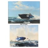 Dion Pears (1929-1985) - POWERBOAT RACING SCENE - gouache, 25.5 by 36.5ins. (64.8 by 92.7cms.), in