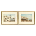 Property of a gentleman - a pair of farmed & glazed prints depicting Mediterranean scenes (2) (see